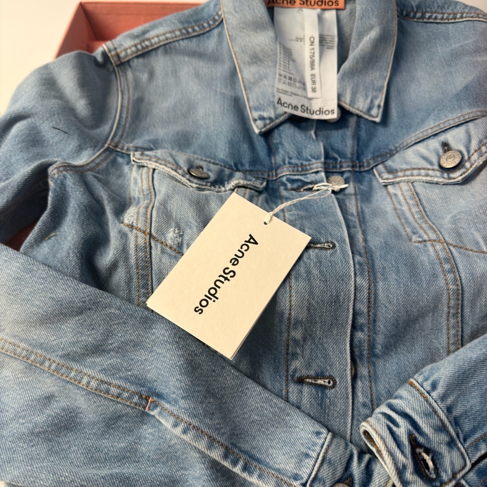 Acne Light Wash Denim Jacket in Light Blue - Picture 3 of 6